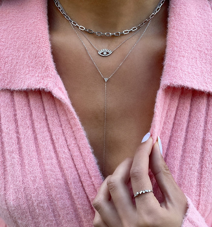 שרשרת עין בזהב לבן משובצת יהלומים LIZ EYE NECKLACE