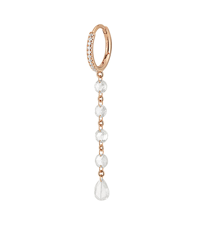 עגיל חישוק זהב ורוד עם יהלומי רוז קאט RITA EARRING