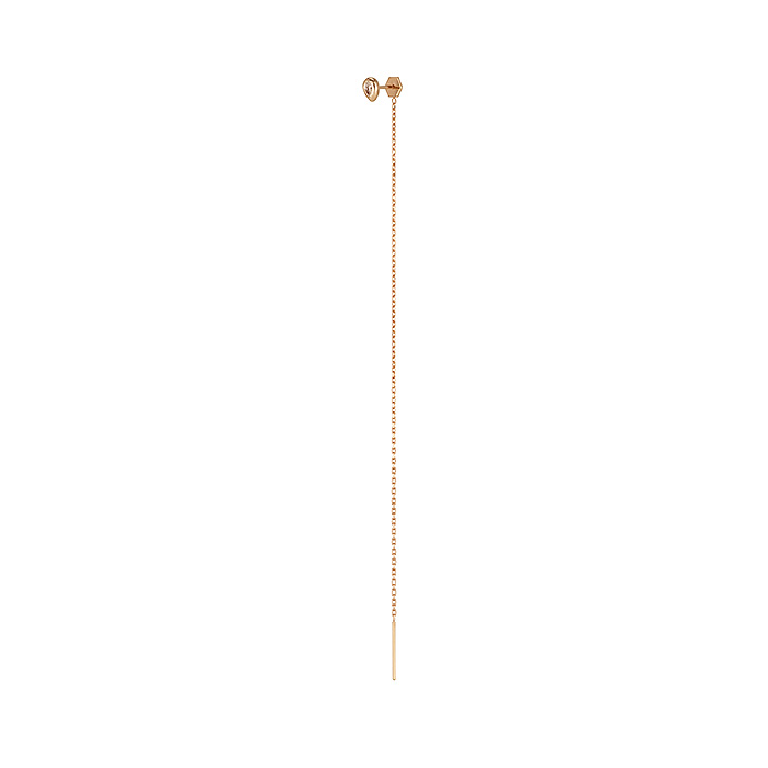 MARIN LONG EARRING STUD   עגיל עם שרשרת ארוכה מזהב ורוד משובץ יהלומים 2