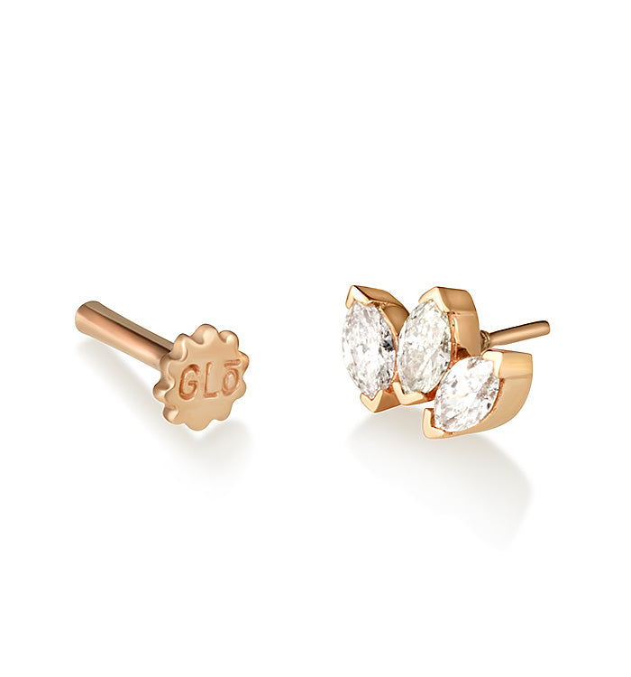 עגיל פירסינג לוטוס מזהב ורוד משובץ יהלומים LOTUS DIAMONDS PIERCING LABRET NO 1