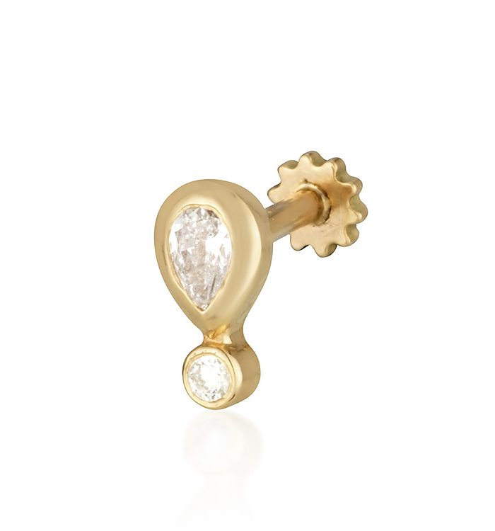 MARIN NO. 1 PIERCING LABRET עגיל פירסינג מזהב צהוב משובץ יהלומים