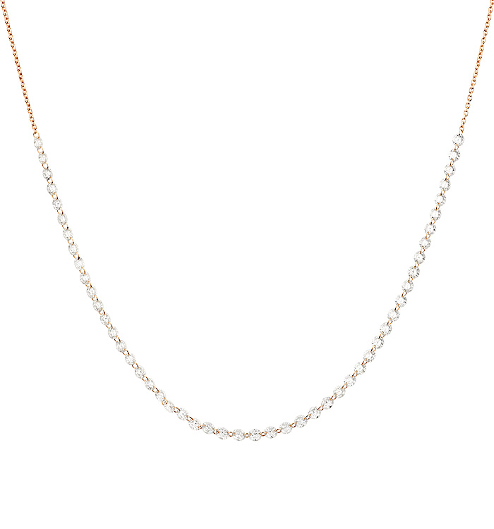 שרשרת זהב ורוד ויהלומים טבעיים קדוחים MELANIA DIAMONDS NECKLACE