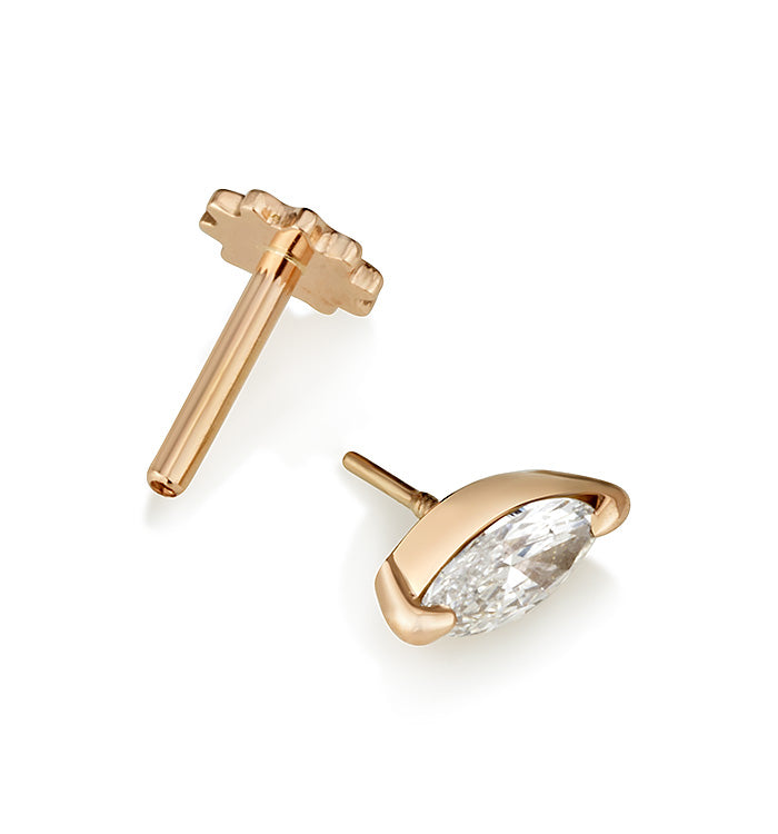 עגיל לפירסינג מזהב ויהלום גדול מוט באורכים שונים ניתן להחלפה מתאים לניקוב חור חדש והחלמה טובה