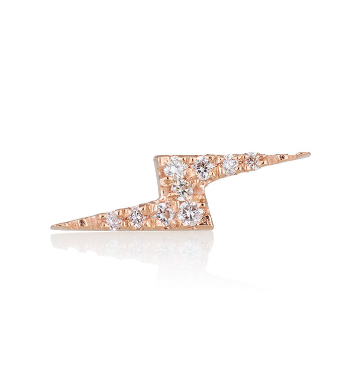 עגיל פירסינג מזהב ורוד משובץ יהלומים LIGHT BOLT PIERCING LABRET