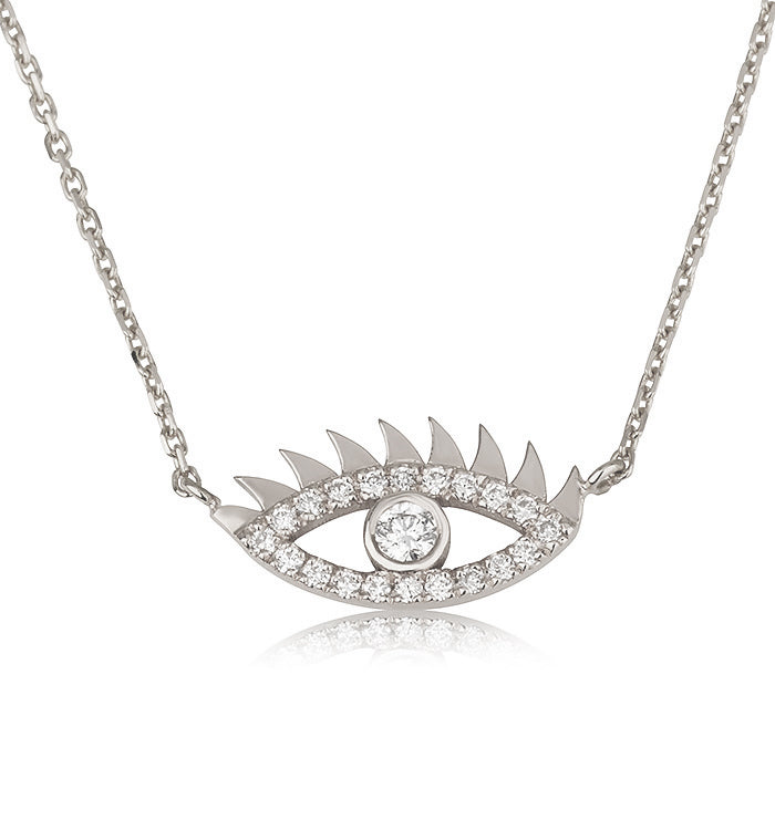שרשרת עין בזהב לבן משובצת יהלומים LIZ EYE NECKLACE
