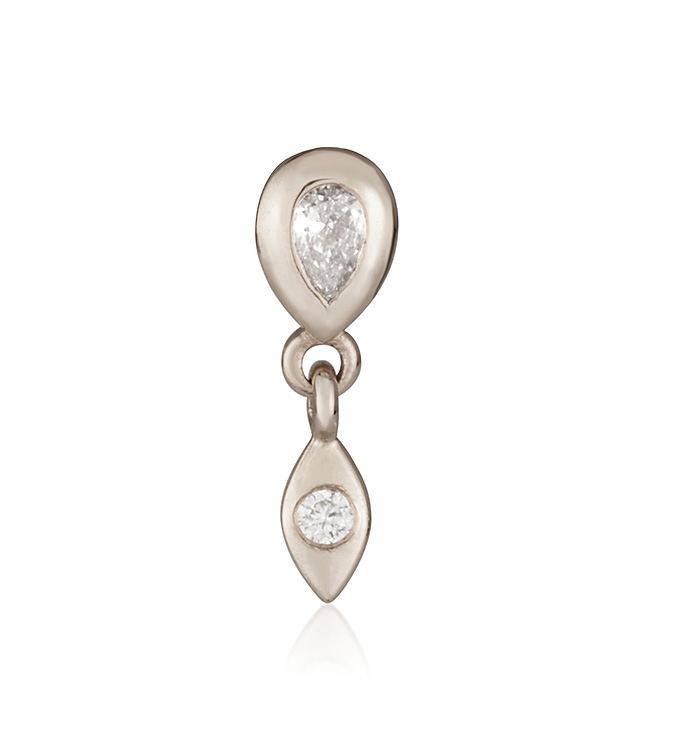 MARIN NO 2 STUD EARRING עגיל עם מזהב לבן משובץ יהלומים 2