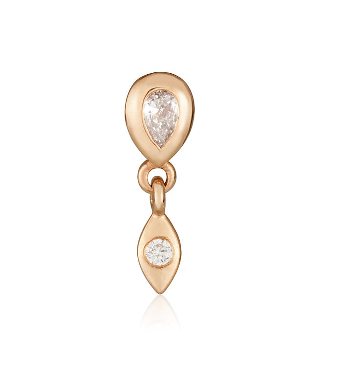 MARIN NO 2 STUD EARRING עגיל עם מזהב ורוד משובץ יהלומים 2