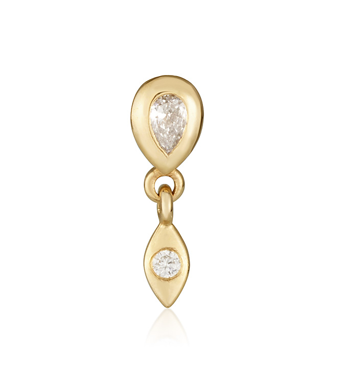 MARIN NO 2 STUD EARRING עגיל עם מזהב צהוב משובץ יהלומים 2