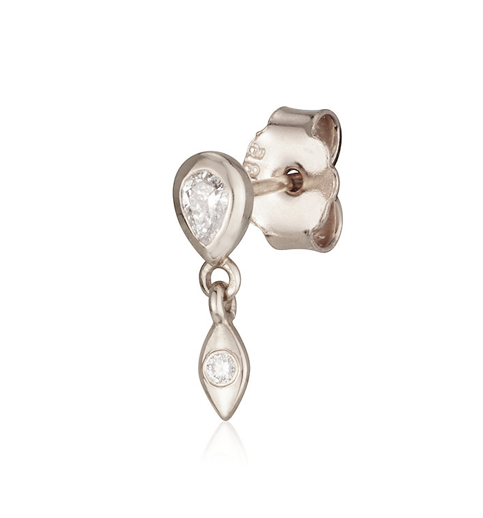 MARIN NO 2 STUD EARRING עגיל עם מזהב לבן משובץ יהלומים