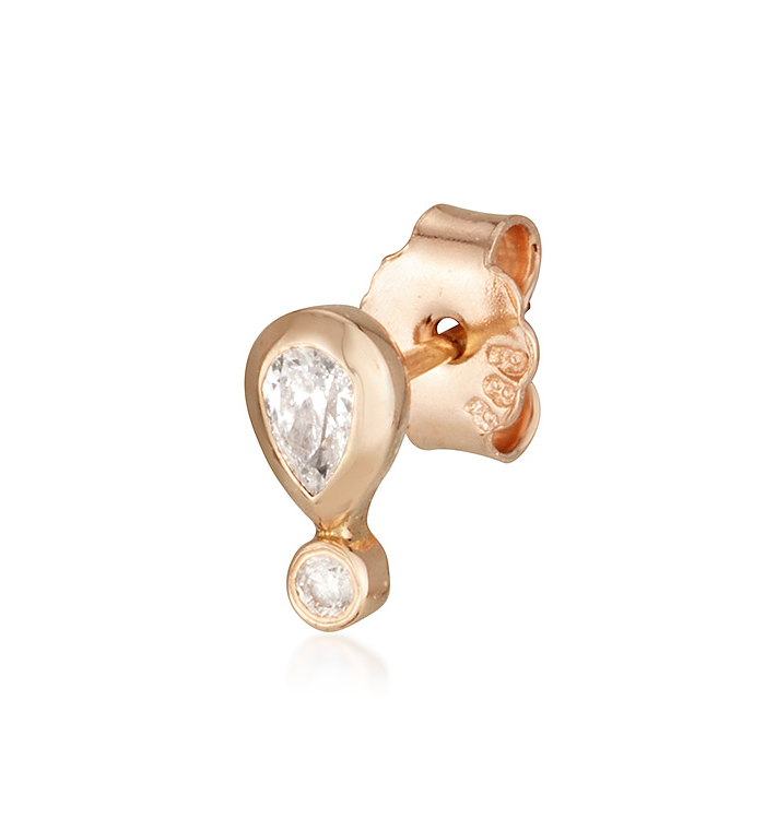 MARIN NO 1 STUD EARRING עגיל עם מזהב ורוד משובץ יהלומים