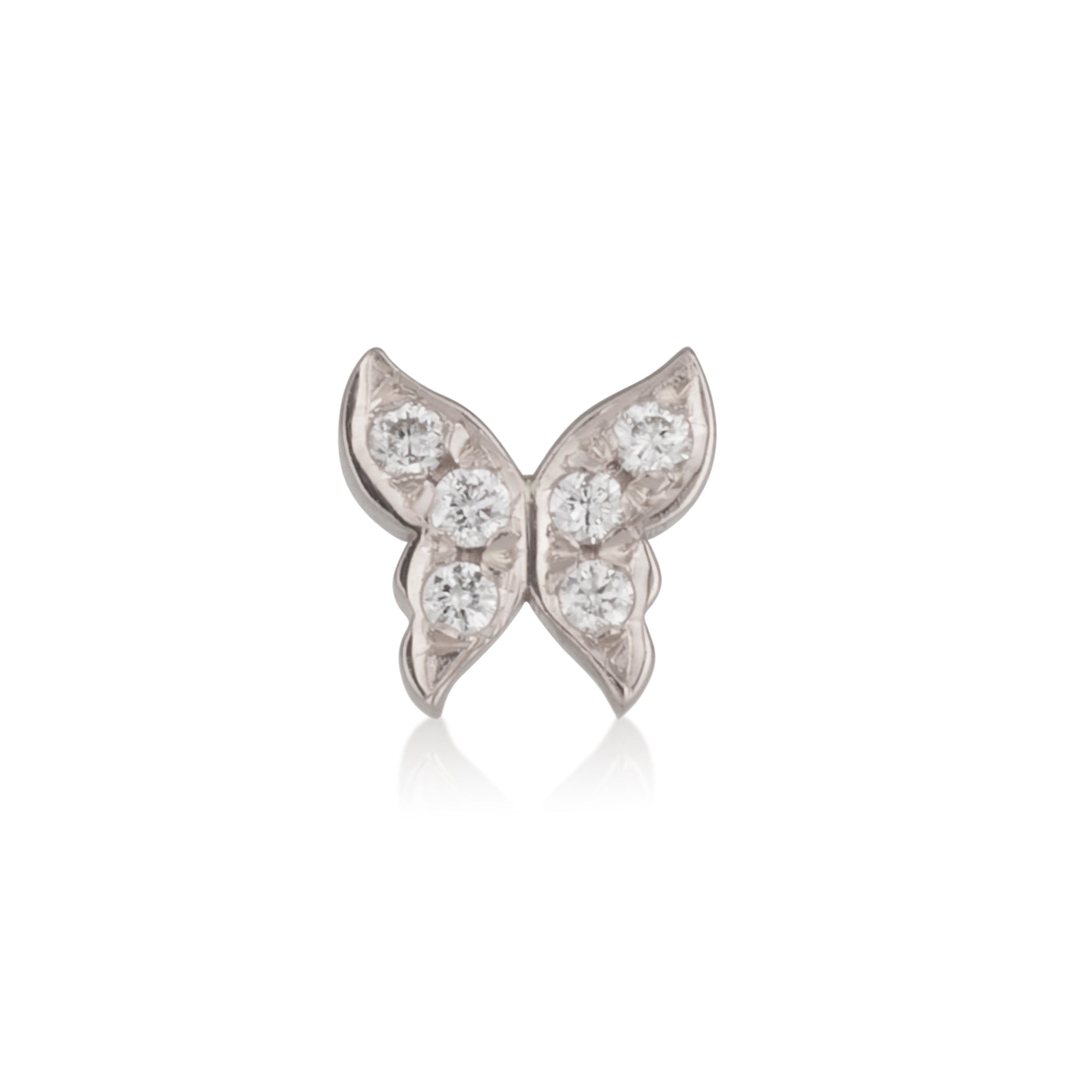 עגיל פרפר זהב לבן משובץ יהלומים BUTTERFLY DIAMONDS STUD