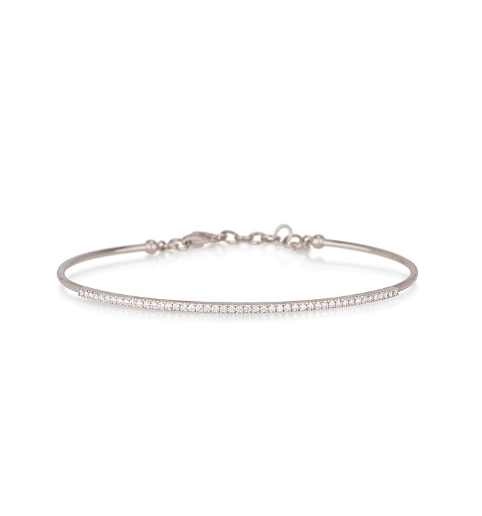 צמיד קשיח דק בזהב לבן משובץ יהלומים DIAMONDS BANGLE BRACELET