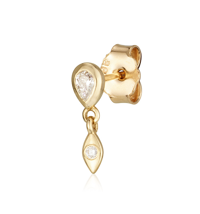 MARIN NO 2 STUD EARRING עגיל עם מזהב צהוב משובץ יהלומים