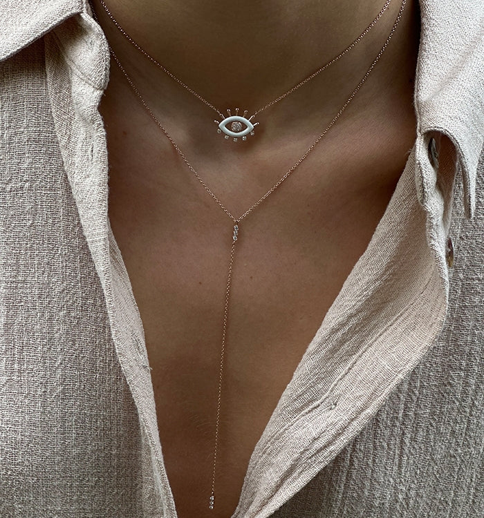 שרשרת זהב ורוד משובצת יהלומים BELLA NECKLACE