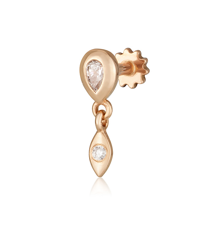 MARIN NO. 2 PIERCING LABRET עגיל פירסינג מזהב ורוד משובץ יהלומים
