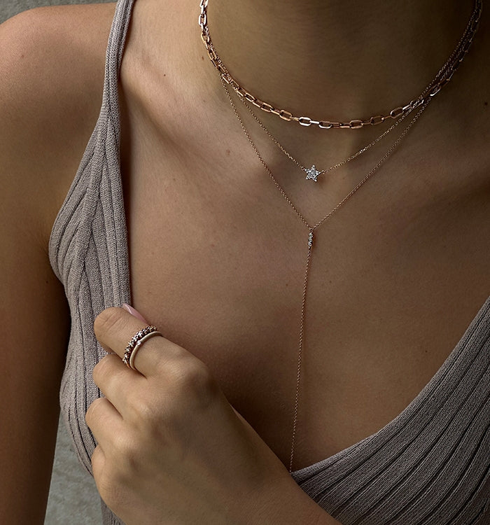 שרשרת זהב ורוד משובצת יהלומים BELLA NECKLACE