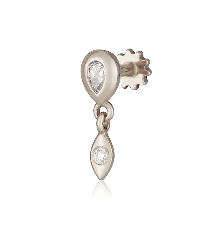 MARIN NO. 2 PIERCING LABRET עגיל פירסינג מזהב לבן משובץ יהלומים