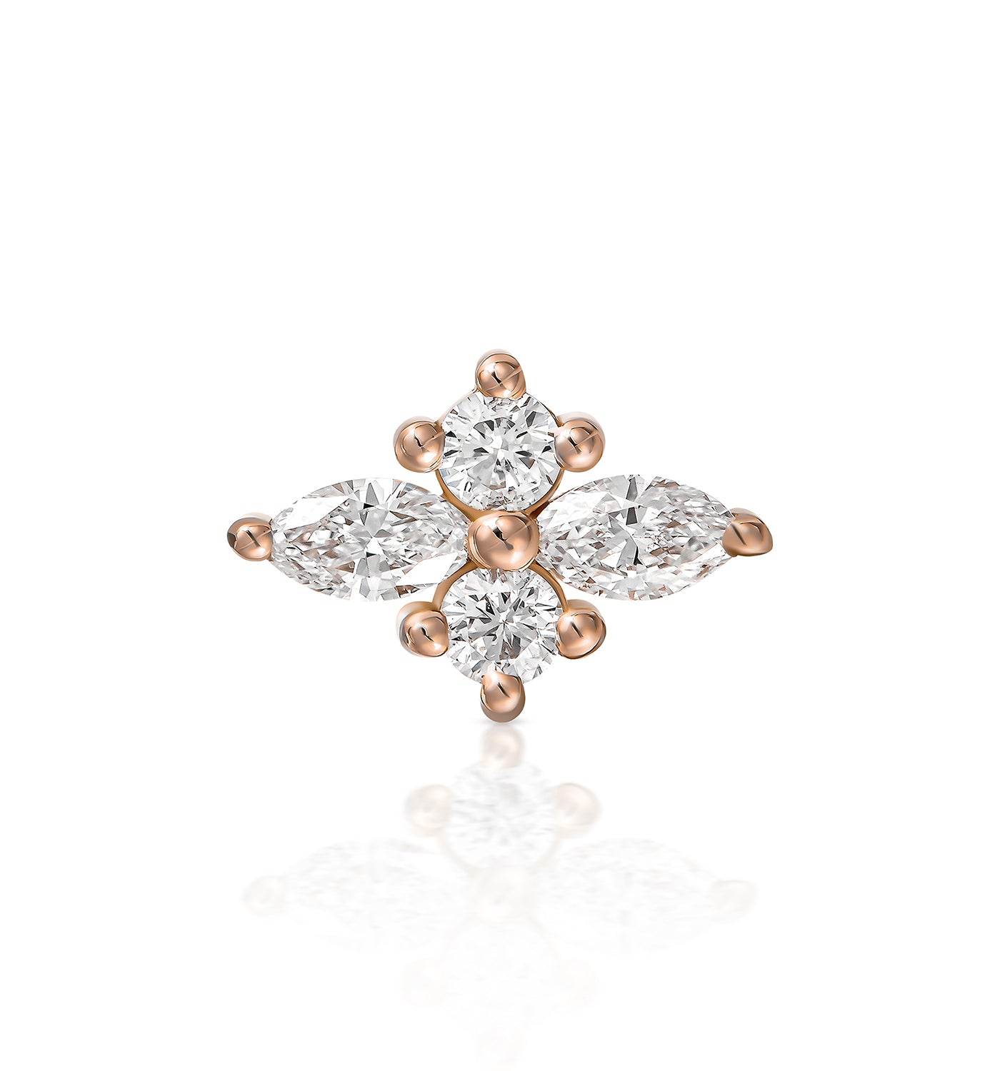 עגיל פירסינג זהב ורוד משובץ יהלומים טבעיים MINI LILI EARRING PIERCING LABRET