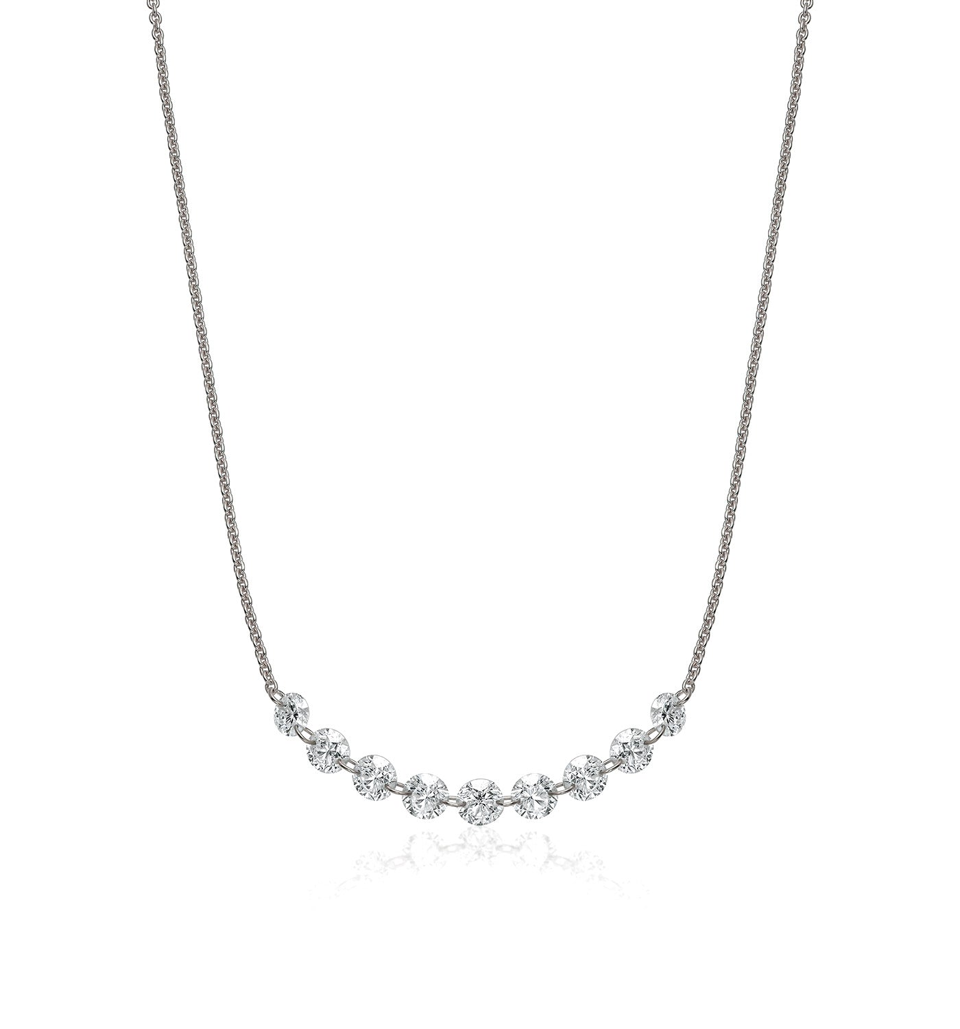 שרשרת זהב לבן ויהלומים טבעיים קדוחים MELANIA NINE DIAMONDS NECKLACE