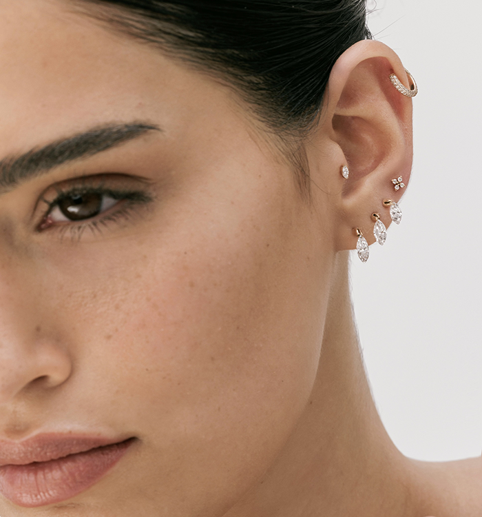 עגיל פירסינג יהלום גדול לניקוב חור חדש ולחור קיים