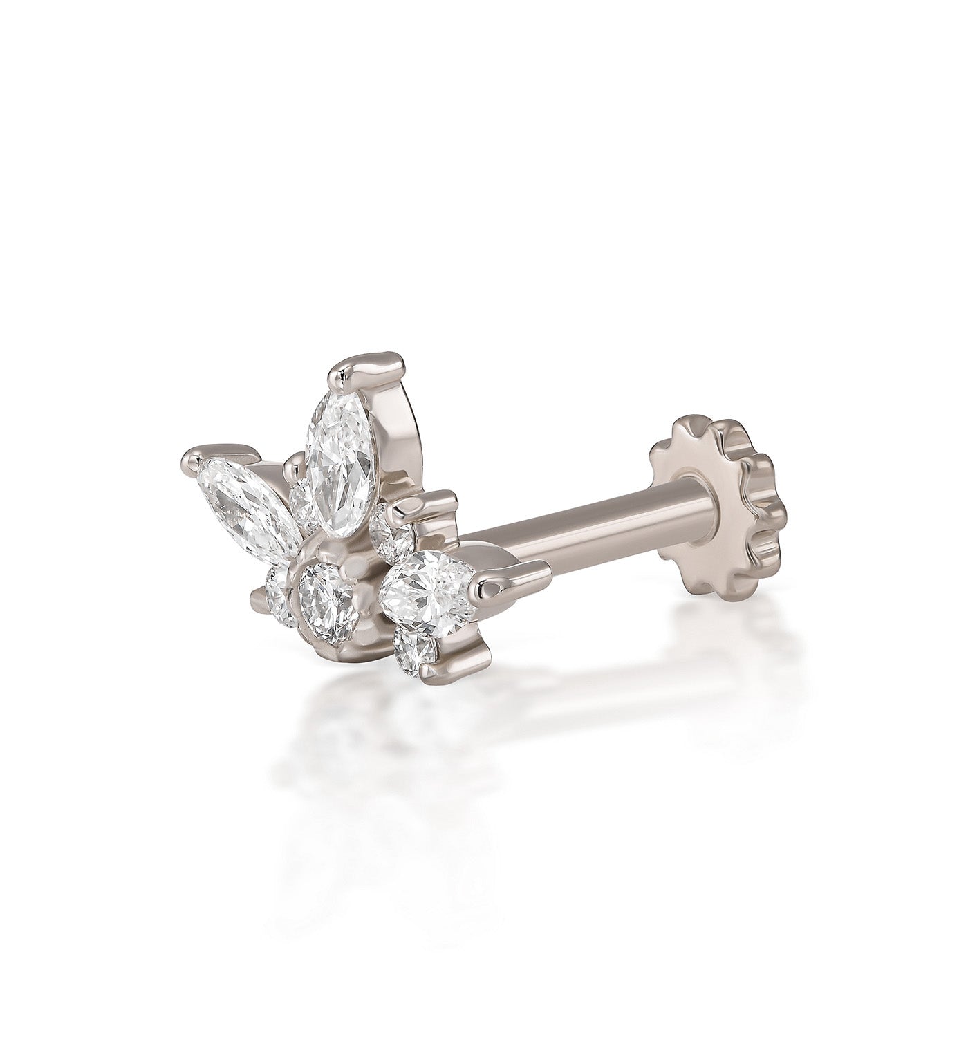 עגיל פירסינג זהב לבן משובץ יהלומים טבעיים NOMI EARRING PIERCING LABRET