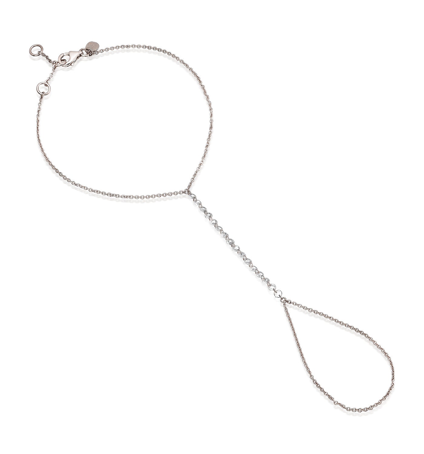 צמיד כף יד זהב לבן יהלומים טבעיים קדוחים ELIN Hand Bracelet