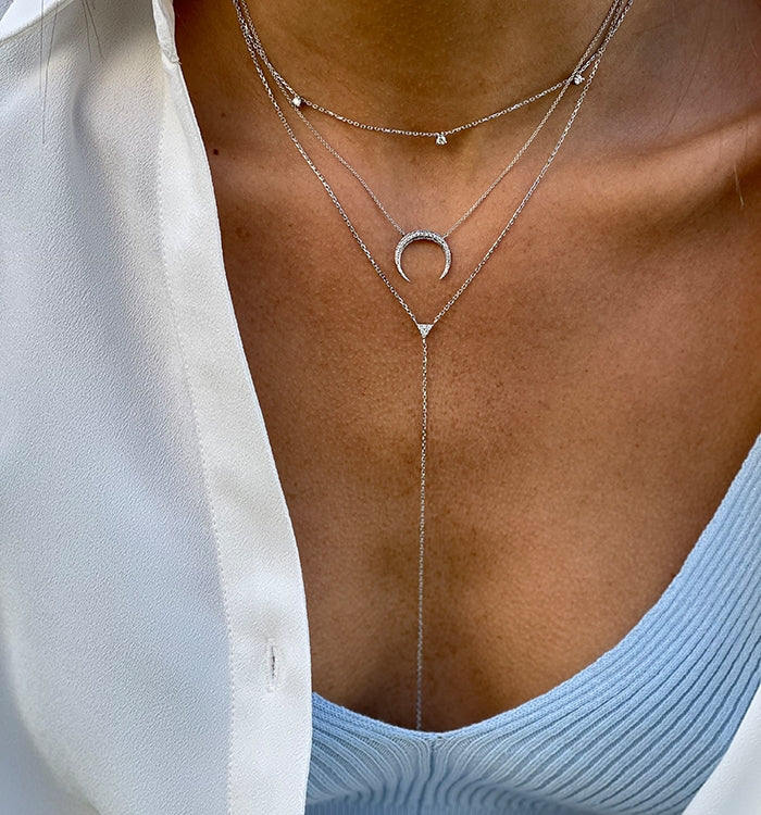 שרשרת פרסה בזהב לבן משובצת יהלומים  PARSA NECKLACE