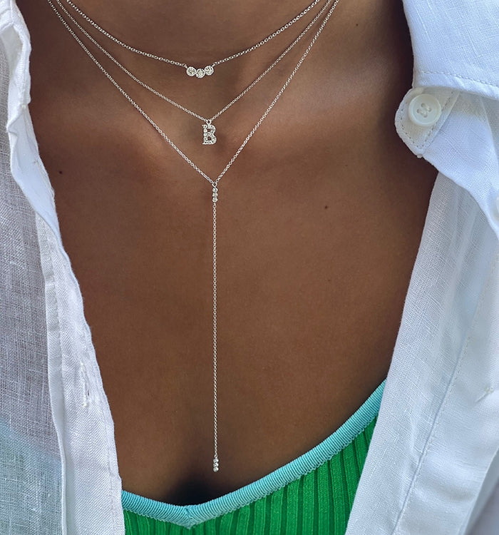 שרשרת זהב לבן משובצת יהלומים BELL NECKLACE