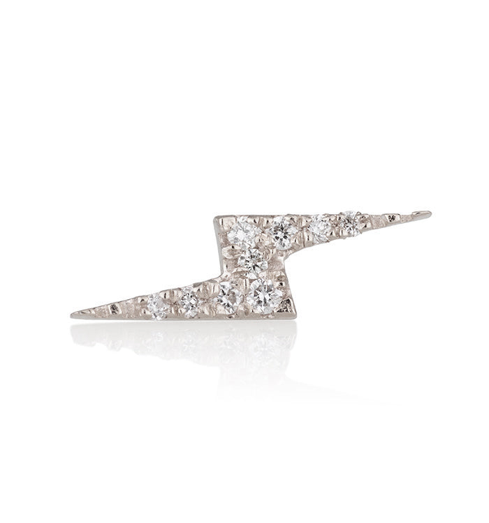 עגיל פירסינג מזהב לבן משובץ יהלומים LIGHT BOLT PIERCING LABRET