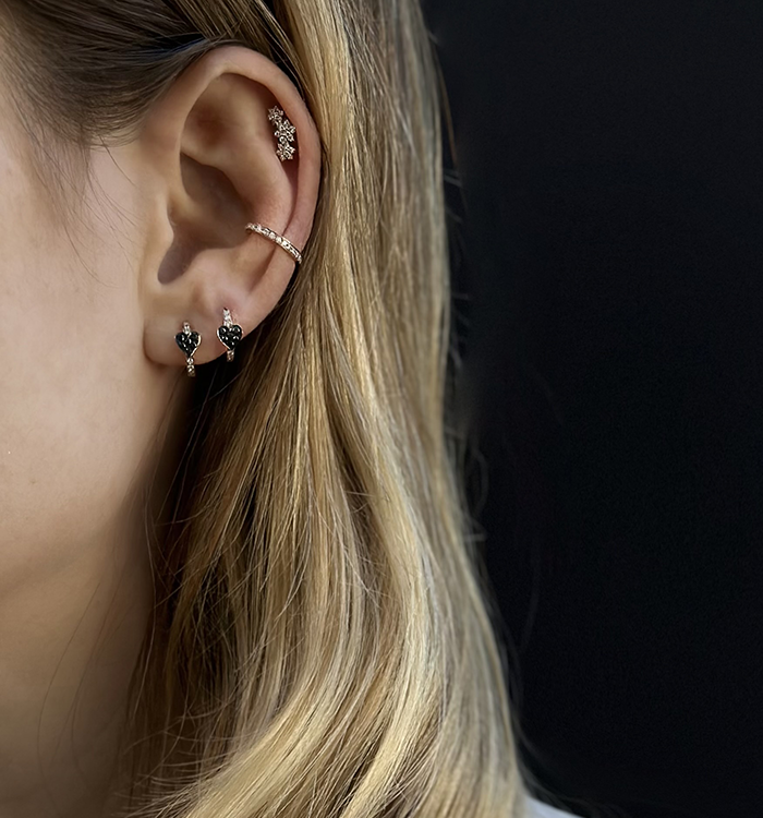 עגיל אירקפ ללא חור זהב ורוד משובץ יהלומים DIAMONDS EARCUFF 4