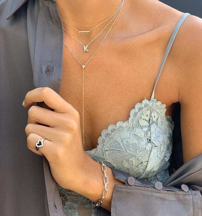 שרשרת זהב לבן משובצת שבעה יהלומים SEVEN NECKLACE