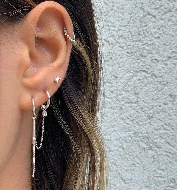 עגיל פירסינג קליקר להליקס מזהב צהוב משובץ יהלומים DIAMONDS CLASSIC PIERCING CLICKER EARRING NO. 2