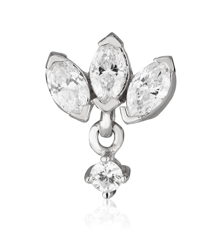 עגיל פירסינג לוטוס מזהב לבן משובץ יהלומים LOTUS DIAMONDS PIERCING LABRET NO 2