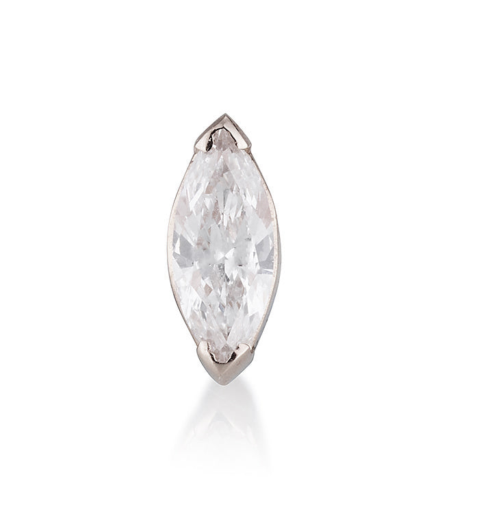 עגיל פירסינג צמוד מזהב לבן משובץ יהלום מרקיזה MARQUISE DIAMOND PIERCING LABRET NO 1