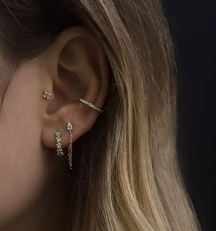 עגיל אירקפ ללא חור זהב ורוד משובץ יהלומים DIAMONDS EARCUFF