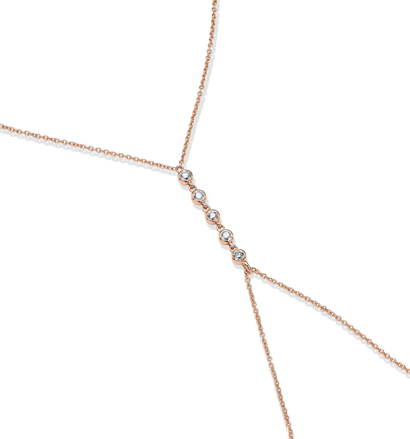 תכשיט כף יד זהב ורוד ומשובץ יהלומים JASMINE HAND DIAMONDS BRACELET