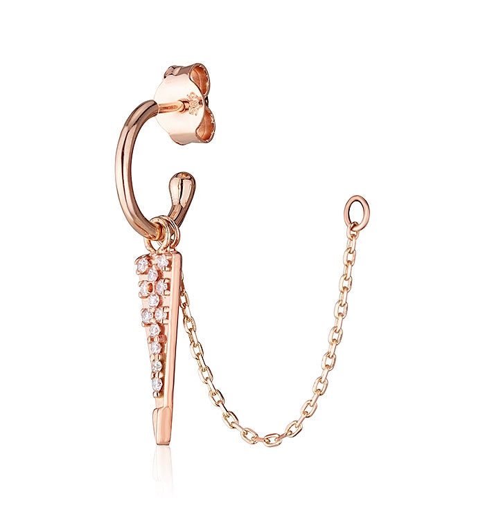 עגיל מחובר מזהב ורוד משובץ יהלומים HOOK-6 DIAMONDS EARRING