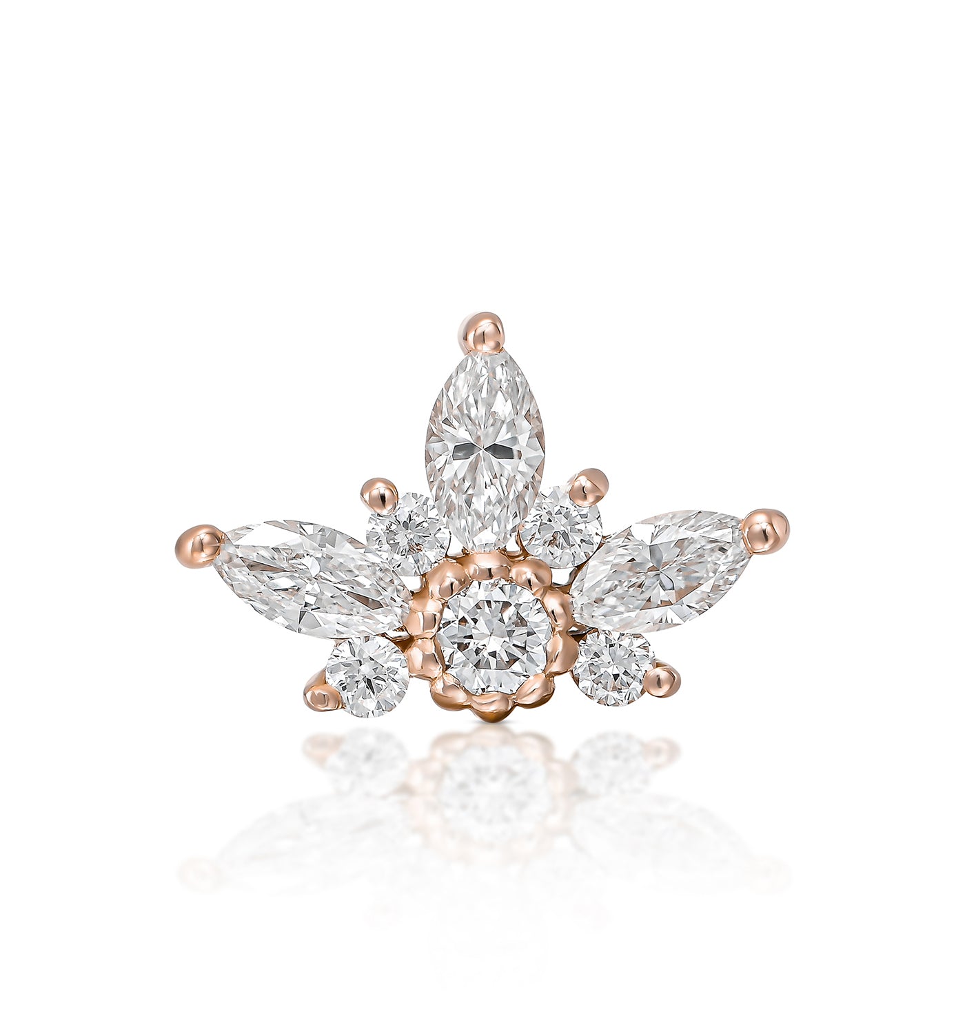 עגיל פירסינג זהב ורוד משובץ יהלומים טבעיים NOMI EARRING PIERCING LABRET