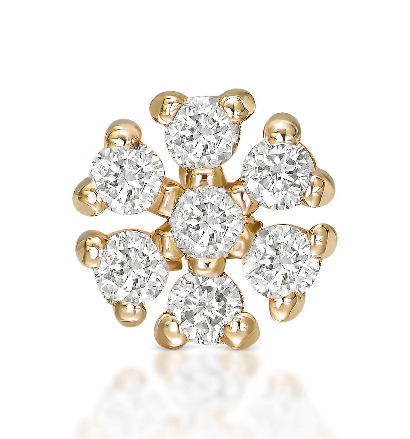 עגיל פירסינג זהב צהוב משובץ יהלומים טבעיים PETIT EARRING PIERCING LABRET