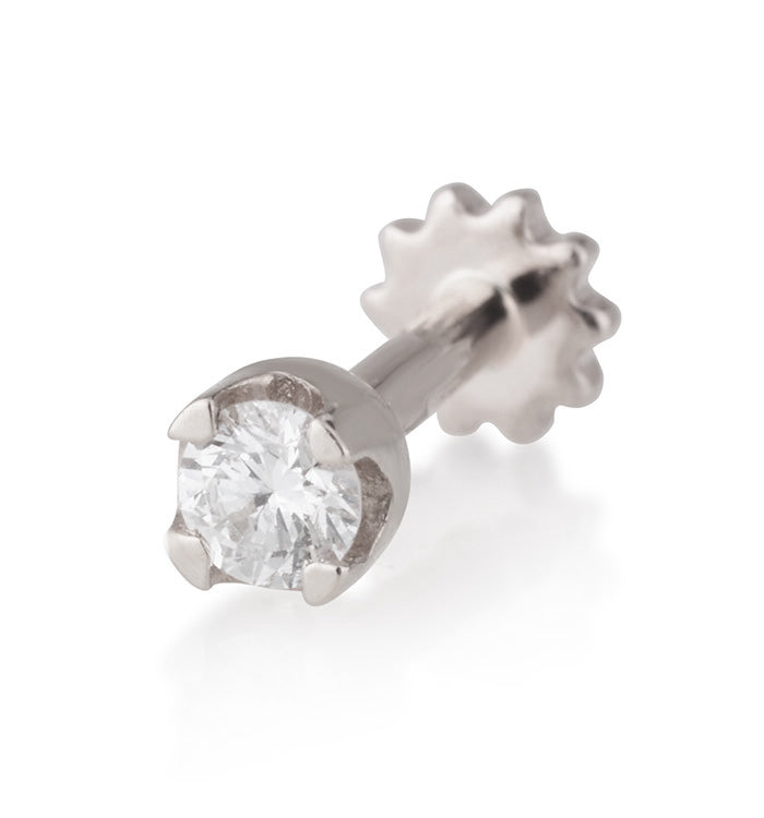 עגיל פירסינג צמוד לאוזן מזהב לבן משובץ יהלום קטן ONE DIAMOND PIERCING LABRET