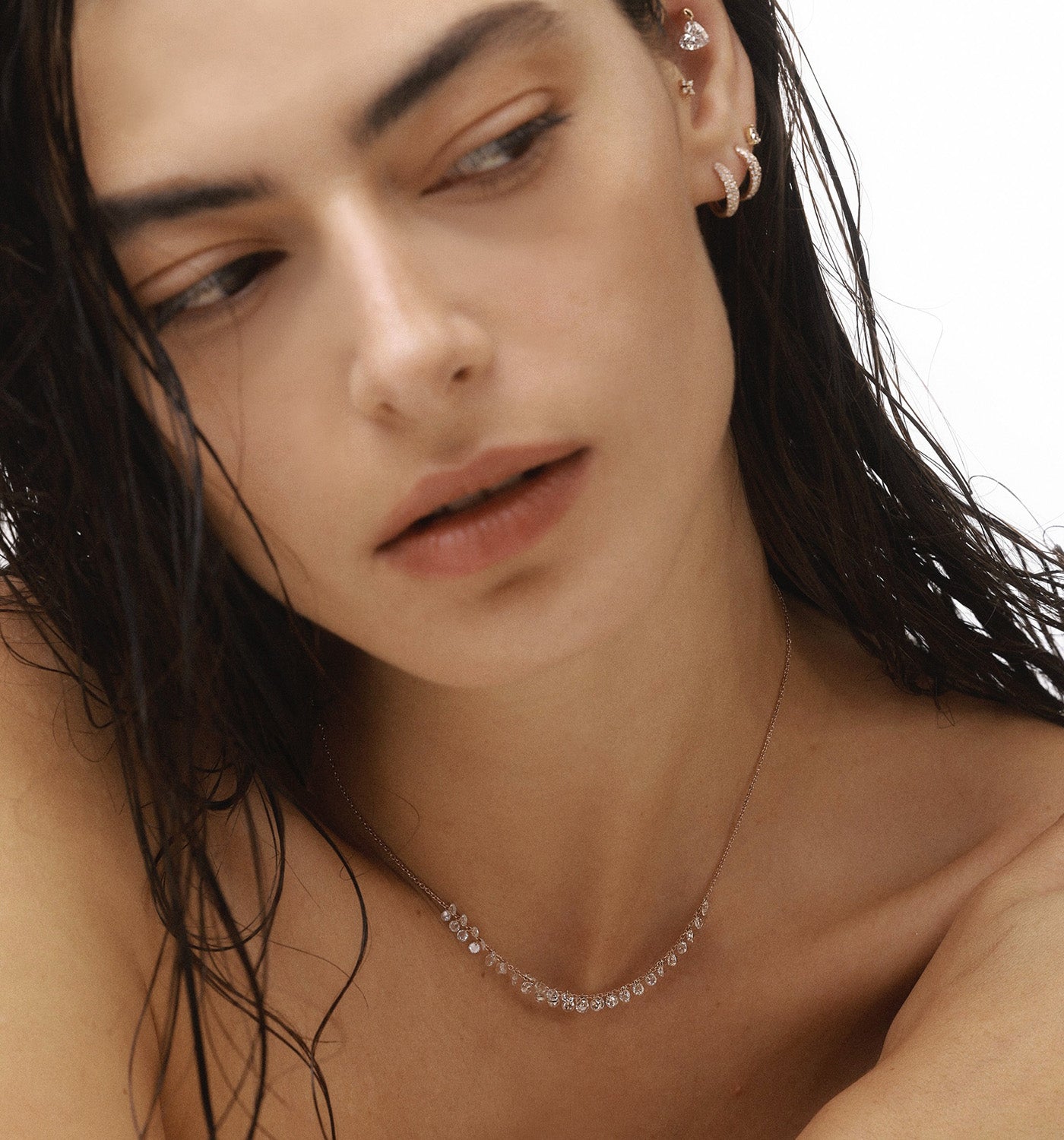 שרשרת זהב לבן עם יהלומי רוז קאט BRIGITTE NECKLACE