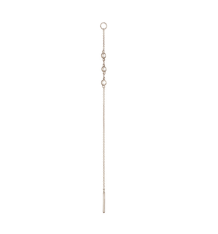 עגיל ארוך נופל משובץ יהלומים מזהב לבן THREE DIAMONDS EARRING CHARMS