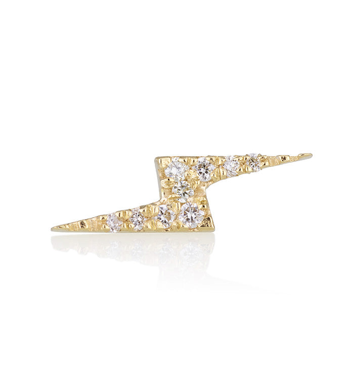 עגיל פירסינג מזהב צהוב משובץ יהלומים LIGHT BOLT PIERCING LABRET