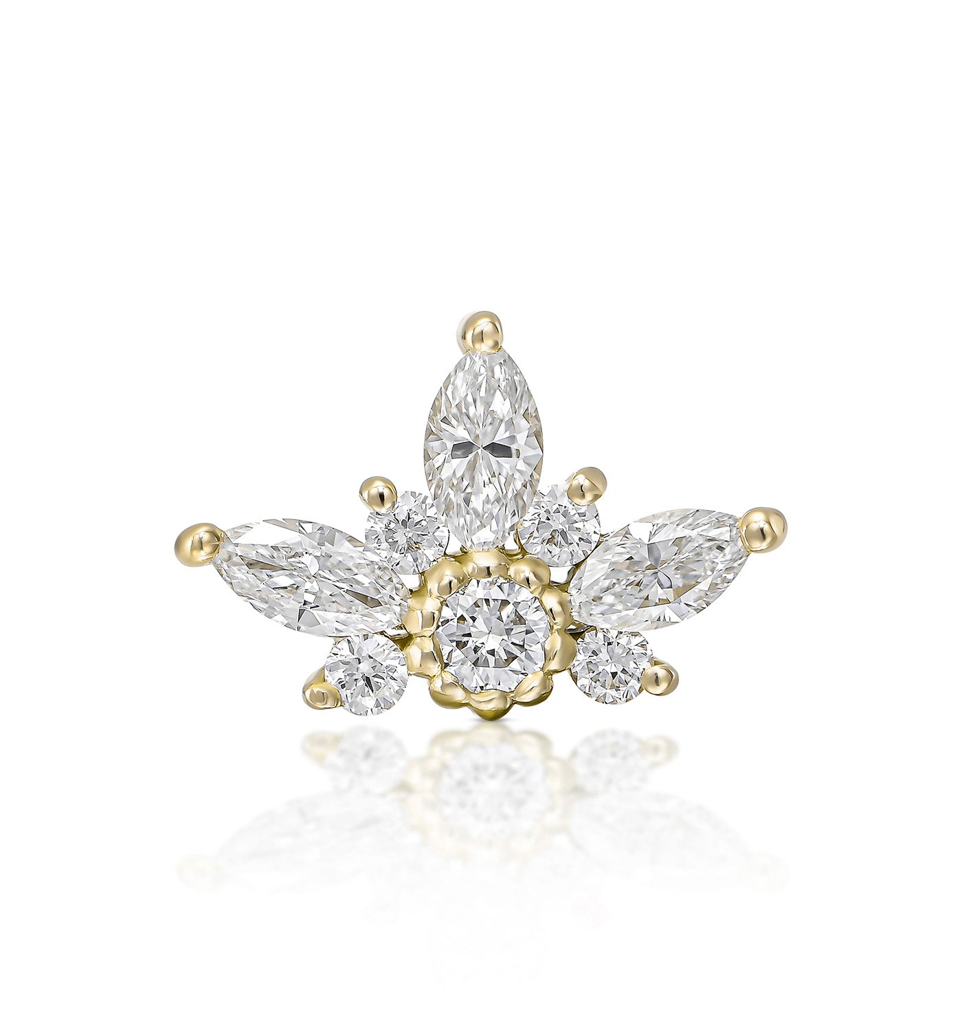 עגיל פירסינג זהב צהוב משובץ יהלומים טבעיים NOMI EARRING PIERCING LABRET