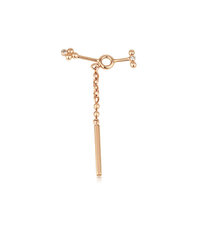 השחלה לעגיל מזהב ורוד משובץ יהלומים THE EXTRA NO. 1