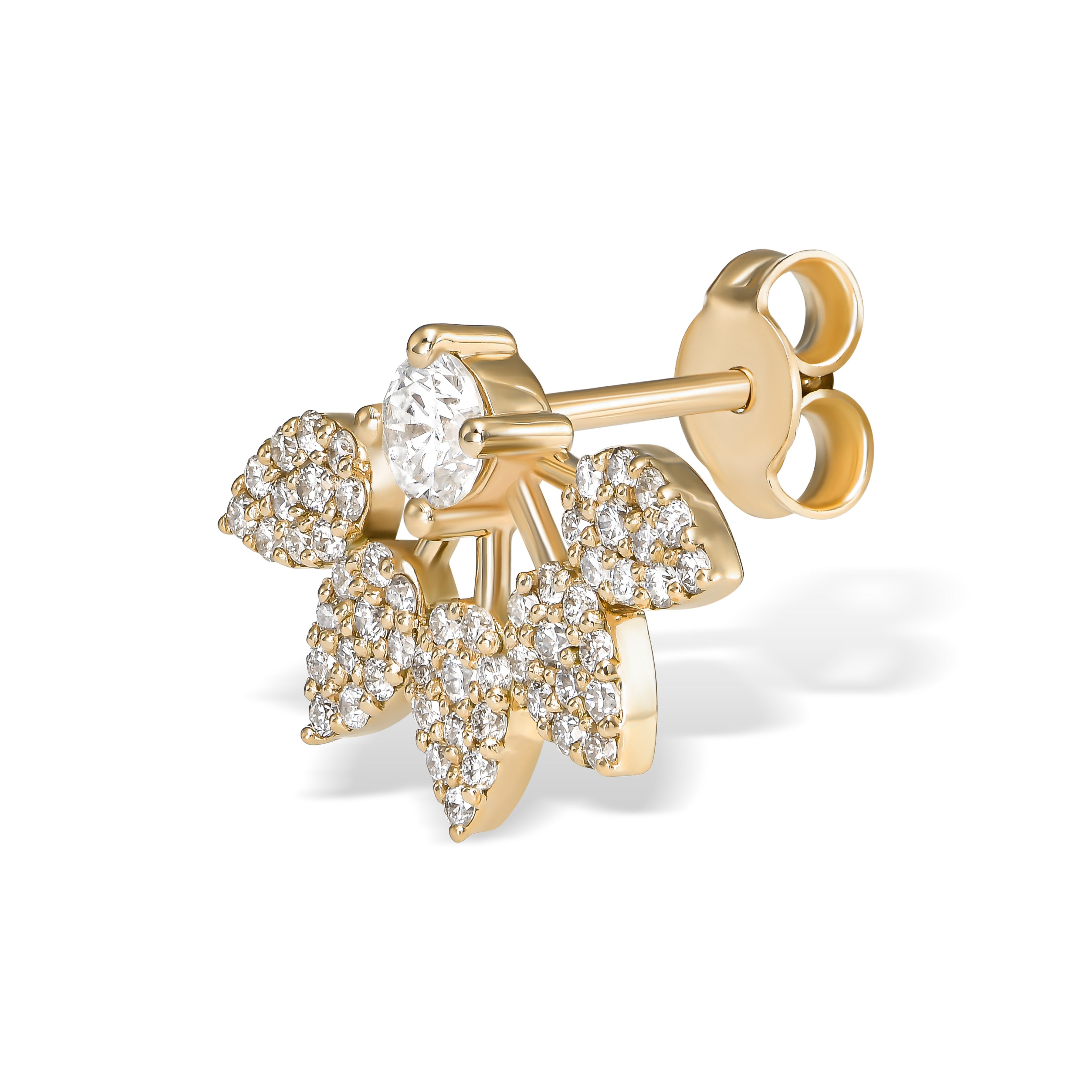 עגיל צמוד זהב צהוב משובץ יהלומים SISI EARRING STUD