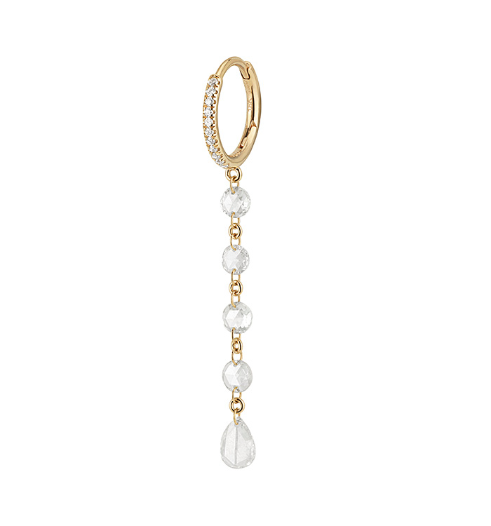 עגיל חישוק זהב צהוב עם יהלומי רוז קאט RITA EARRING