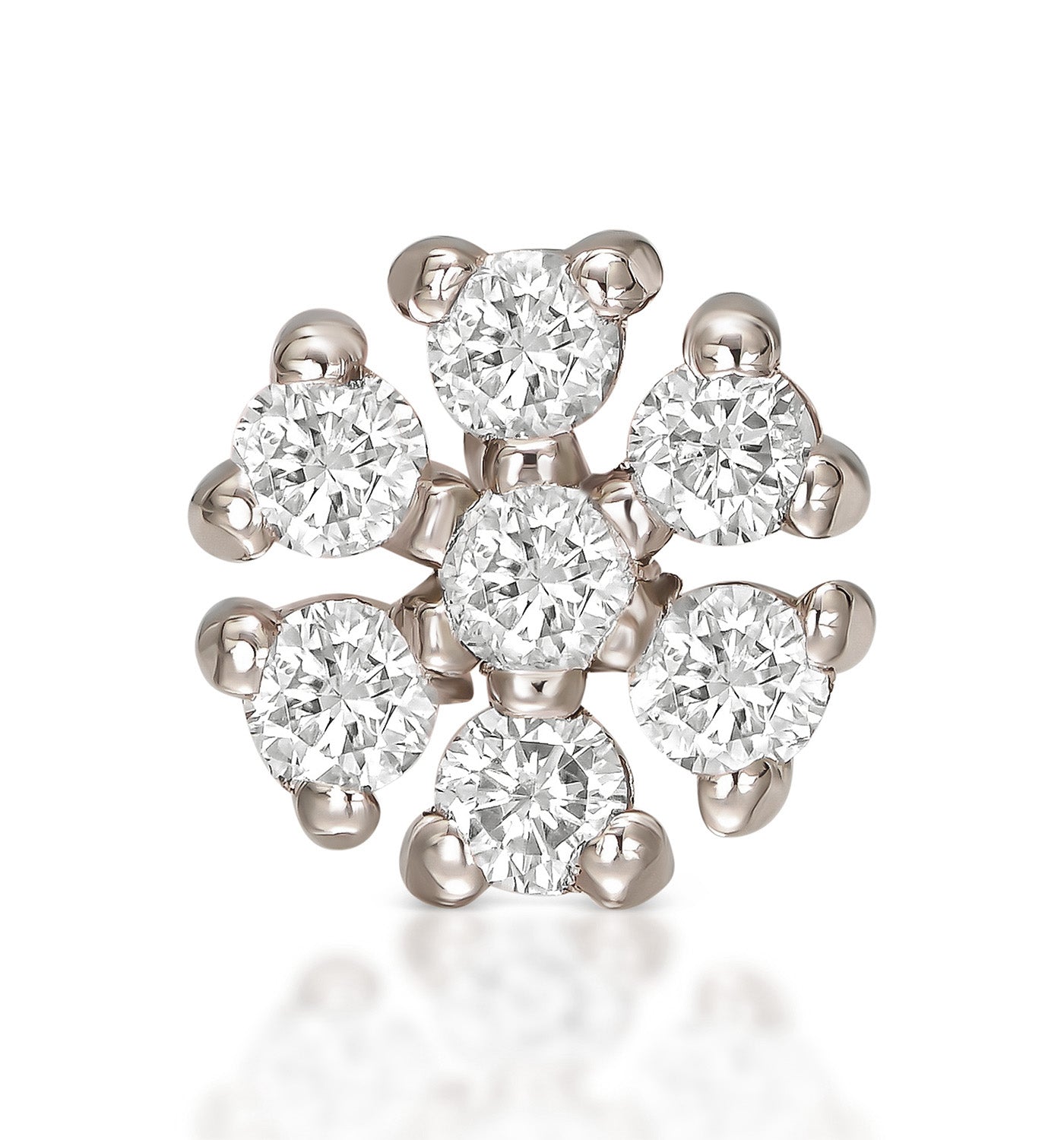 עגיל פירסינג זהב לבן משובץ יהלומים טבעיים PETIT EARRING PIERCING LABRET