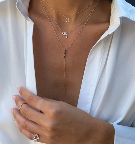 שרשרת אות באנגלית מזהב ורוד משובצת יהלומים NITIAL NECKLACE