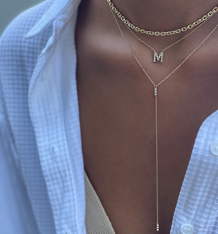 שרשרת זהב צהוב משובצת יהלומים BELLA NECKLACE